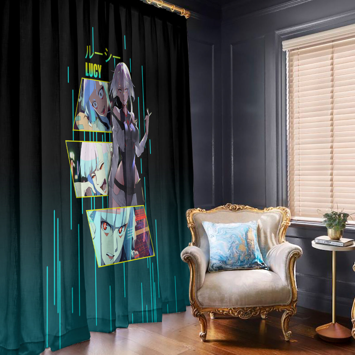 Cyberpunk Lucy Window Curtain