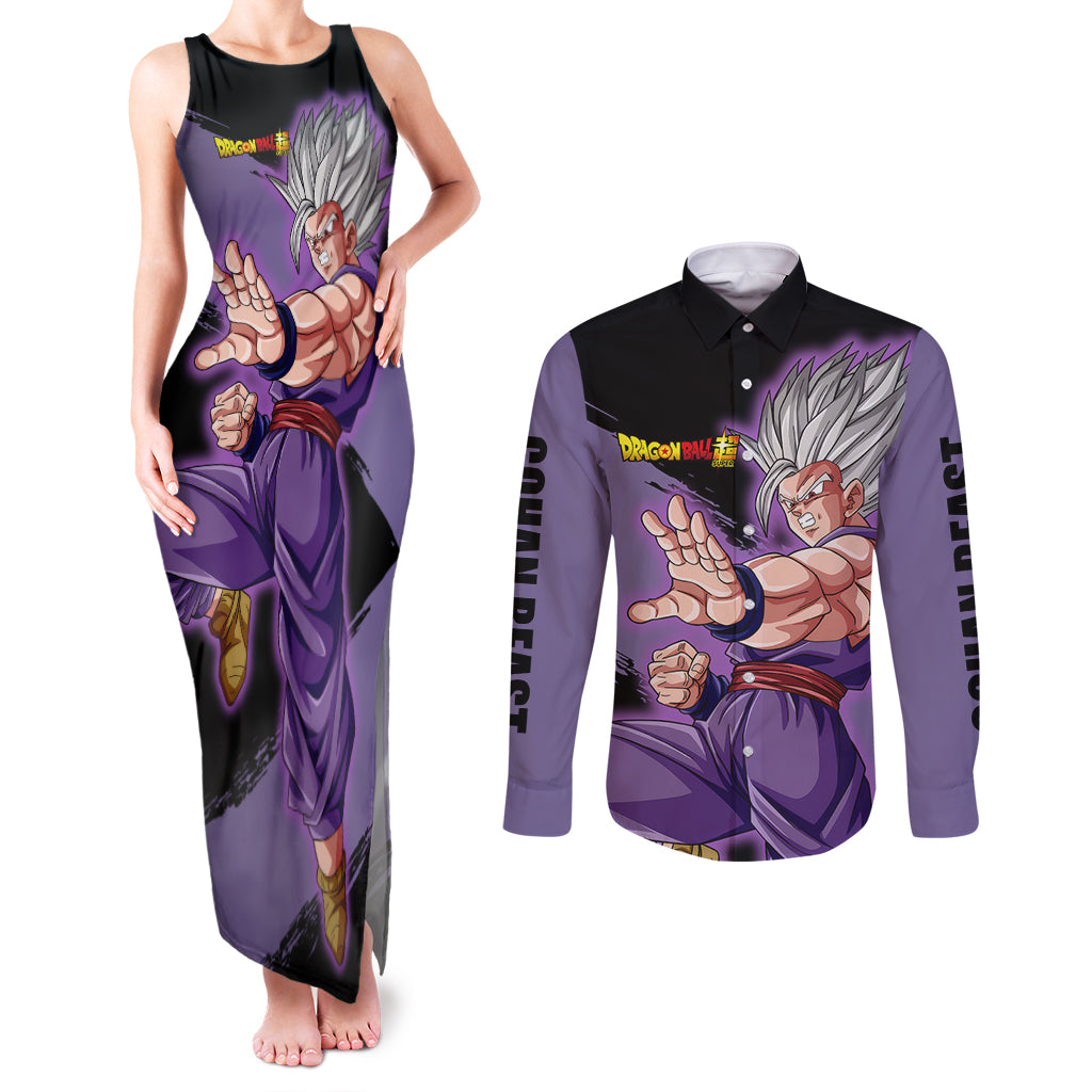 Gohan Beast - Dragon Ball Couples Matching Tank Maxi Dress and Long Sleeve Button Shirt
