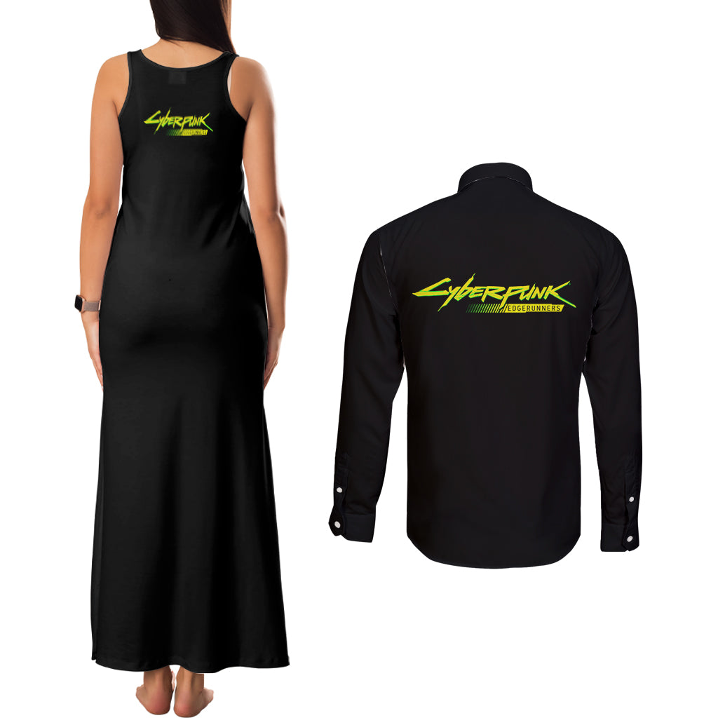 Cyberpunk Lucy - Anime Cyberpunk Couples Matching Tank Maxi Dress and Long Sleeve Button Shirt