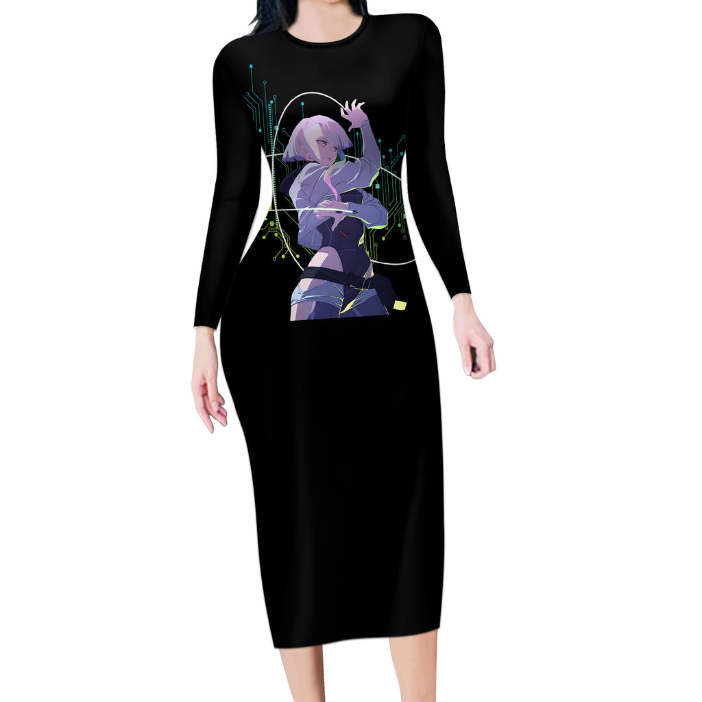 Cyberpunk Lucy - Anime Cyberpunk Long Sleeve Bodycon Dress
