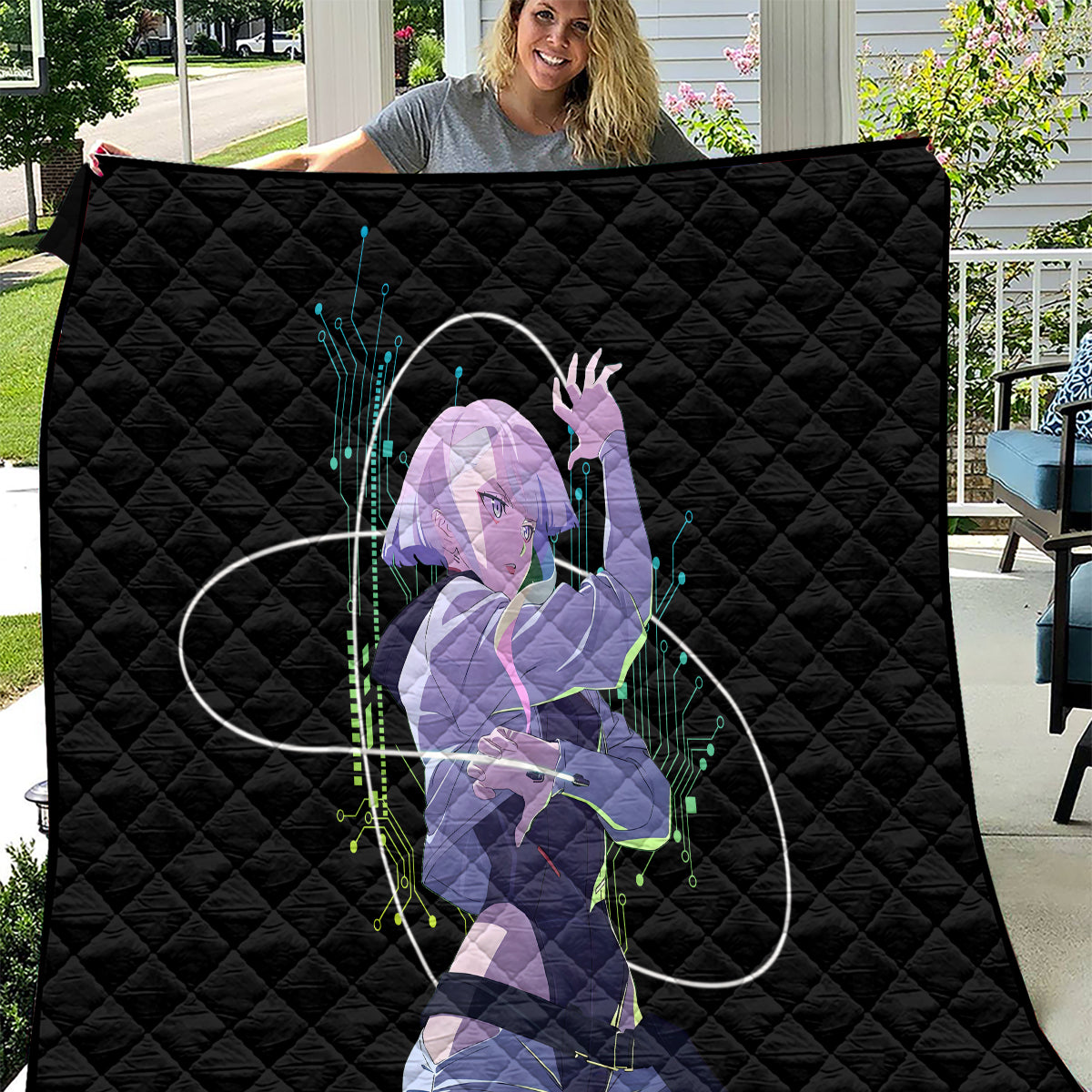 Cyberpunk Lucy - Anime Cyberpunk Quilt
