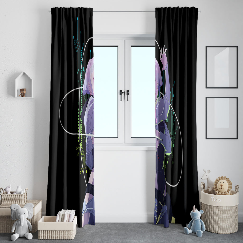 Cyberpunk Lucy - Anime Cyberpunk Window Curtain