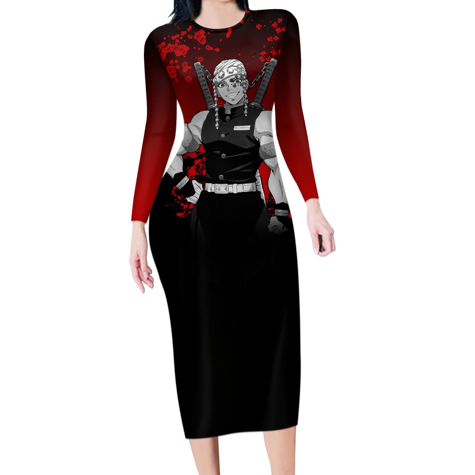 Tengen Uzui Japan Art Long Sleeve Bodycon Dress