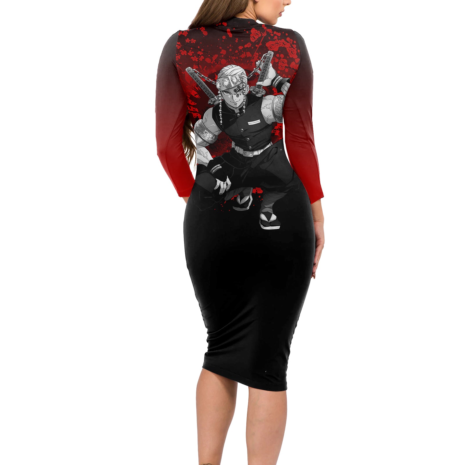 Tengen Uzui Japan Art Long Sleeve Bodycon Dress