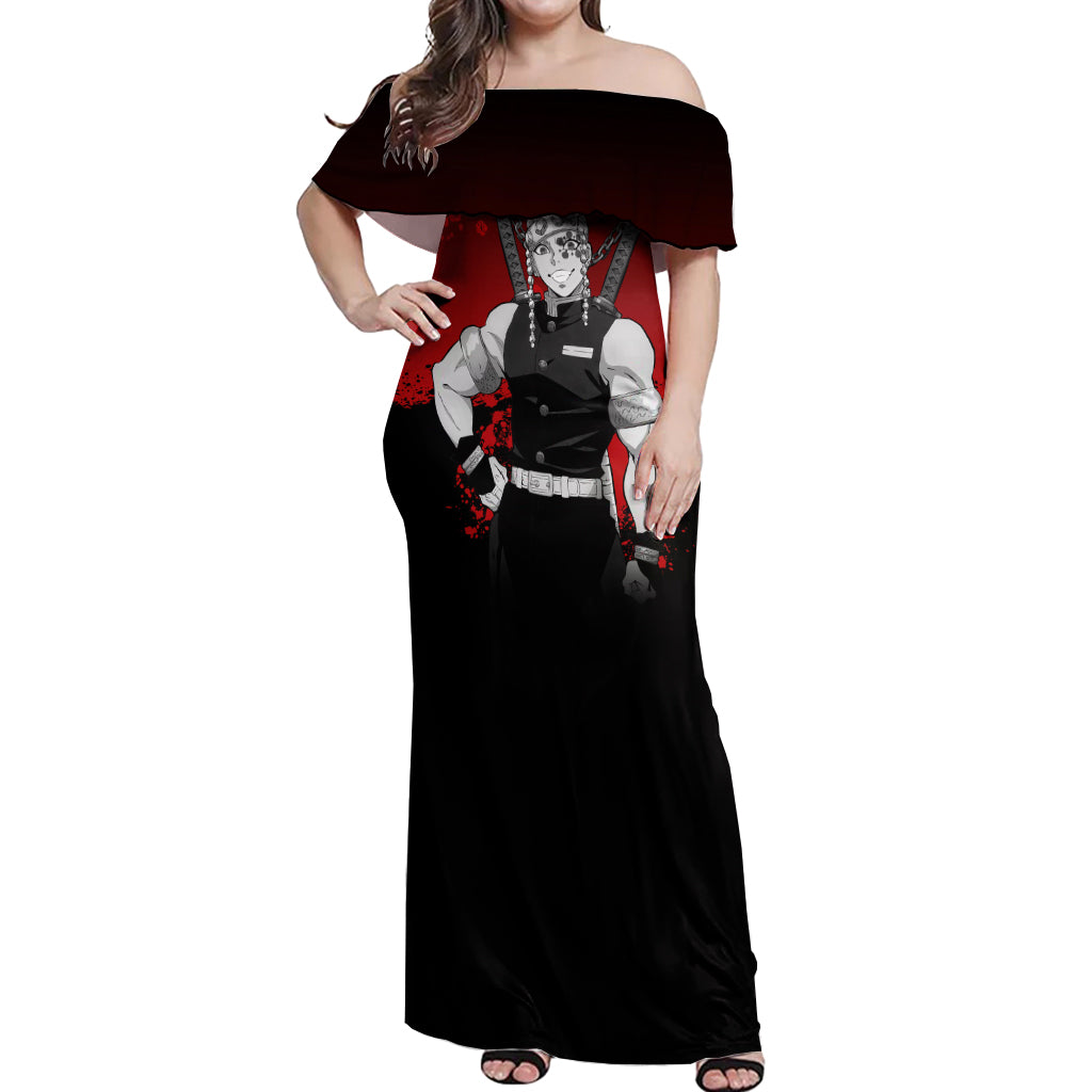 Tengen Uzui Japan Art Off Shoulder Maxi Dress
