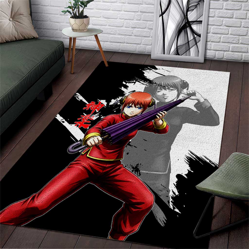 Kagura Area Rug Fierce Comedy Martial Ink Style