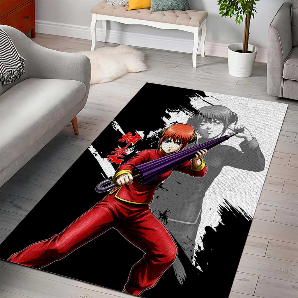 Kagura Area Rug Fierce Comedy Martial Ink Style