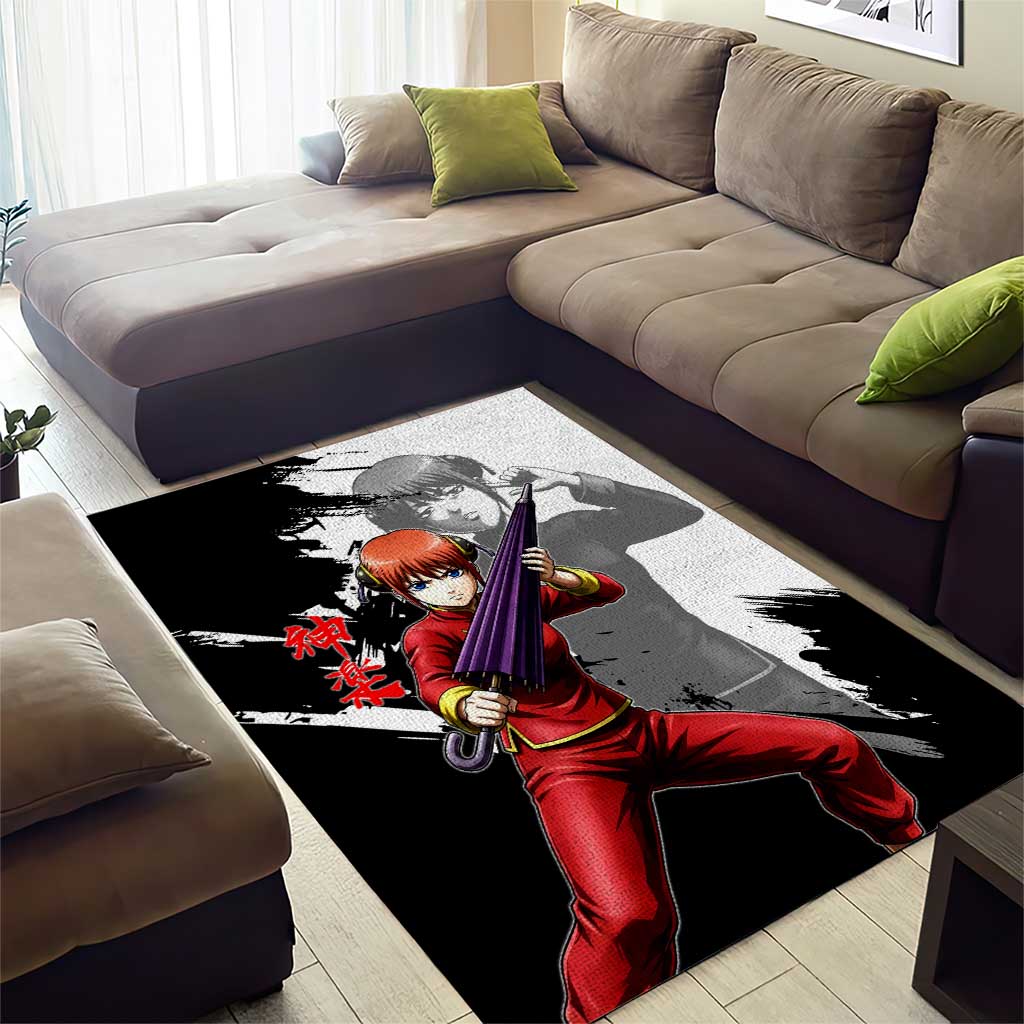 Kagura Area Rug Fierce Comedy Martial Ink Style