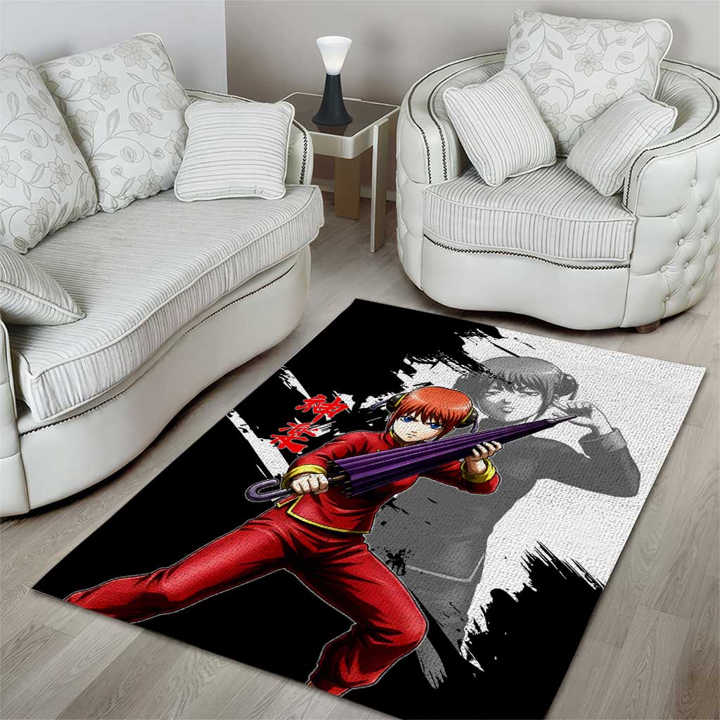 Kagura Area Rug Fierce Comedy Martial Ink Style