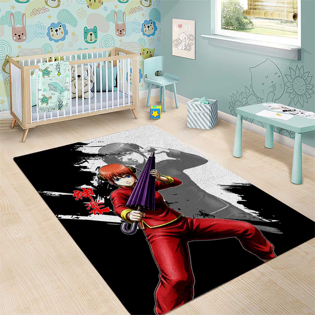 Kagura Area Rug Fierce Comedy Martial Ink Style