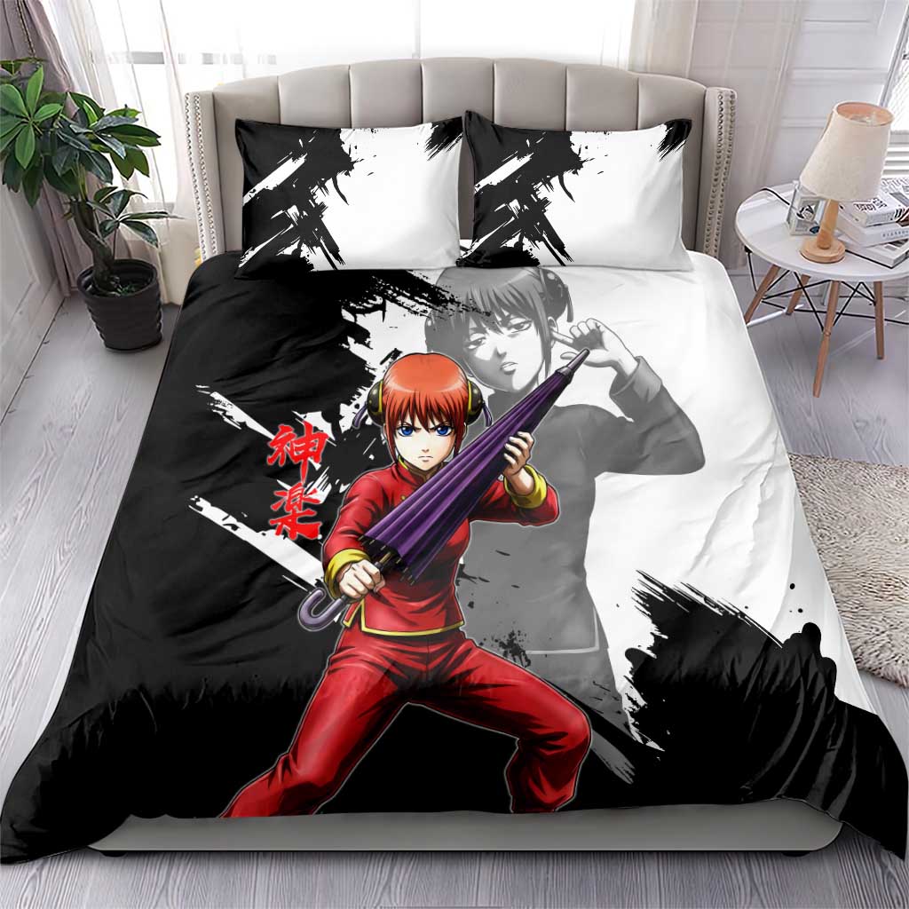 Kagura Bedding Set Fierce Comedy Martial Ink Style