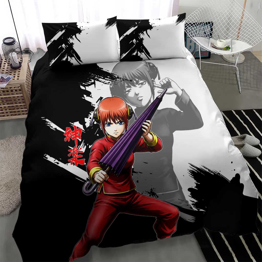Kagura Bedding Set Fierce Comedy Martial Ink Style