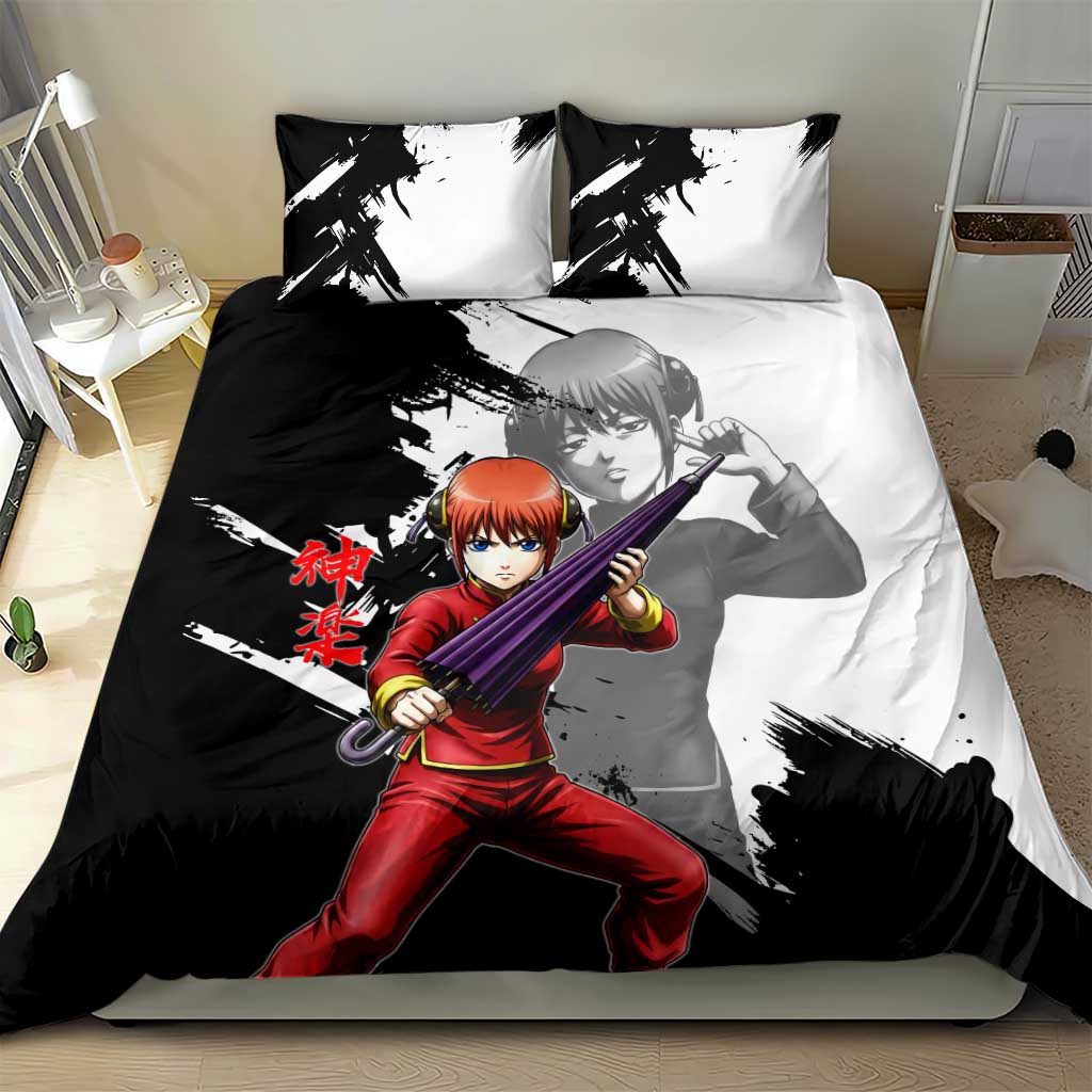 Kagura Bedding Set Fierce Comedy Martial Ink Style