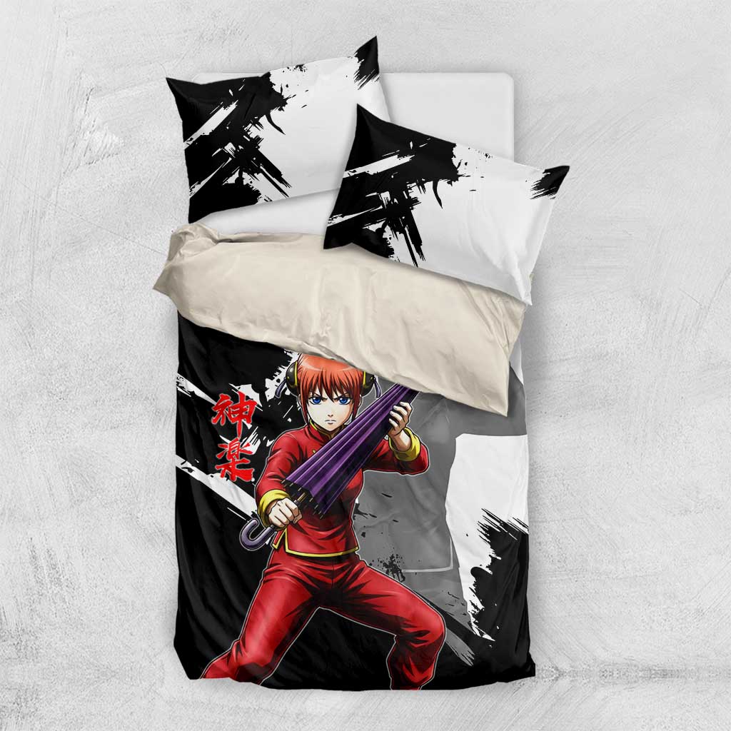 Kagura Bedding Set Fierce Comedy Martial Ink Style
