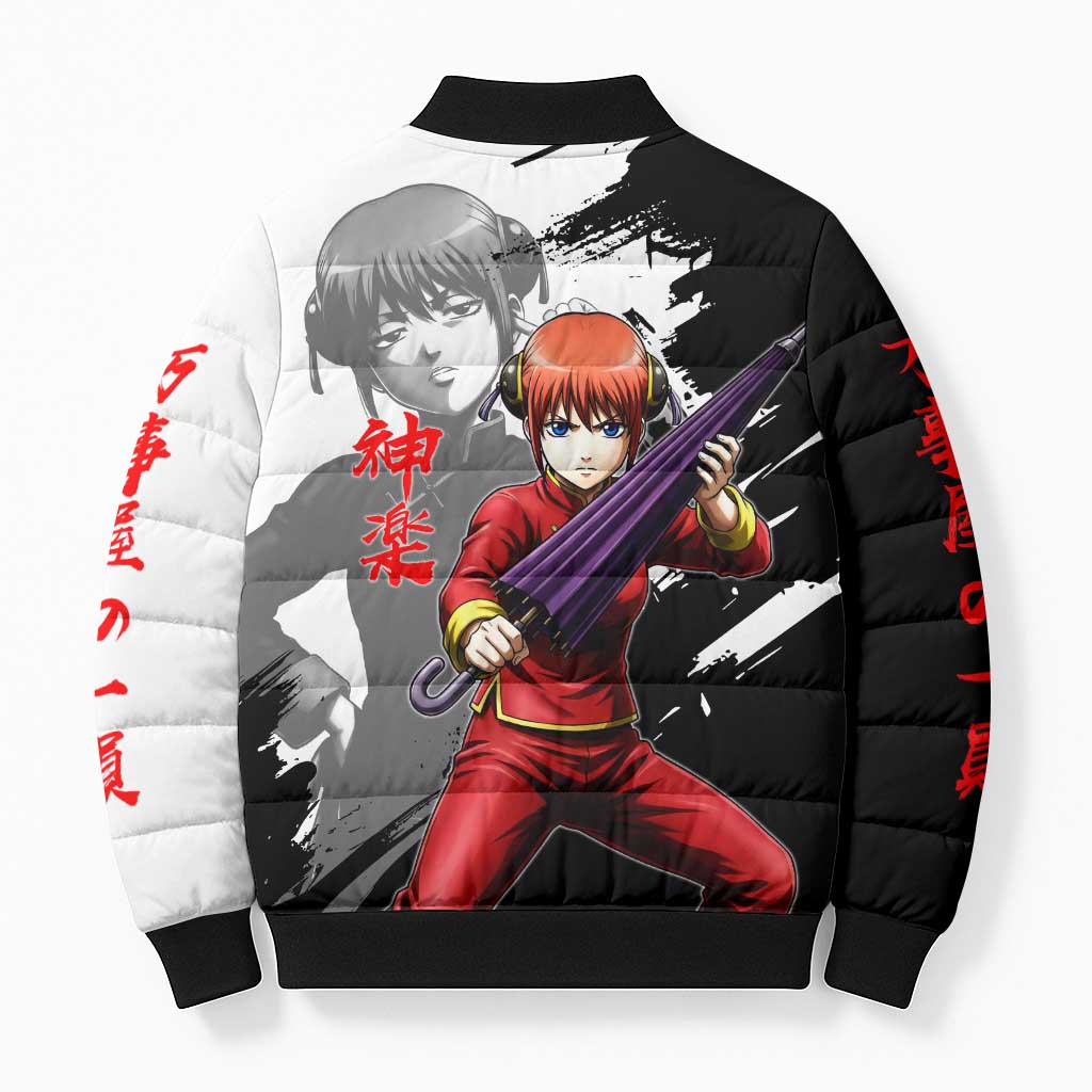 Kagura Bomber Puffer Jacket Fierce Comedy Martial Ink Style