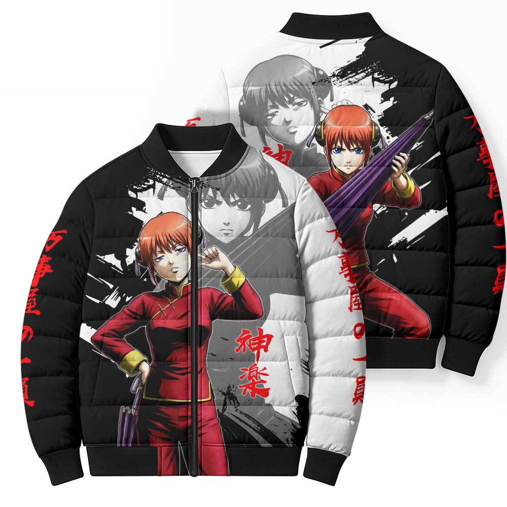 Kagura Bomber Puffer Jacket Fierce Comedy Martial Ink Style