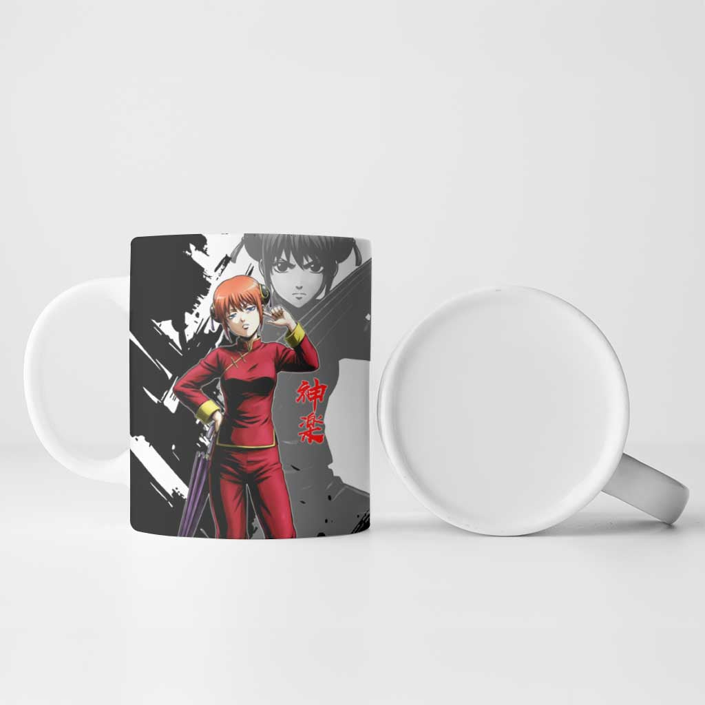 Kagura Ceramic Mug Fierce Comedy Martial Ink Style