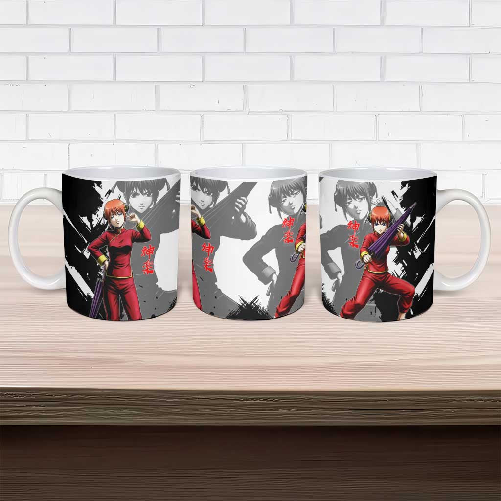 Kagura Ceramic Mug Fierce Comedy Martial Ink Style