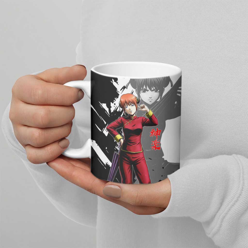 Kagura Ceramic Mug Fierce Comedy Martial Ink Style
