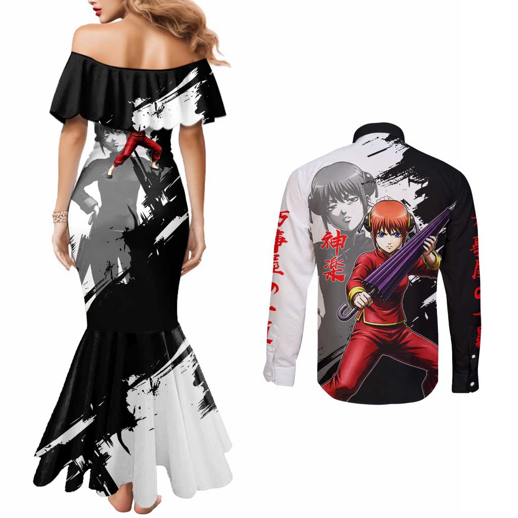Kagura Couples Matching Mermaid Dress and Long Sleeve Button Shirt Fierce Comedy Martial Ink Style