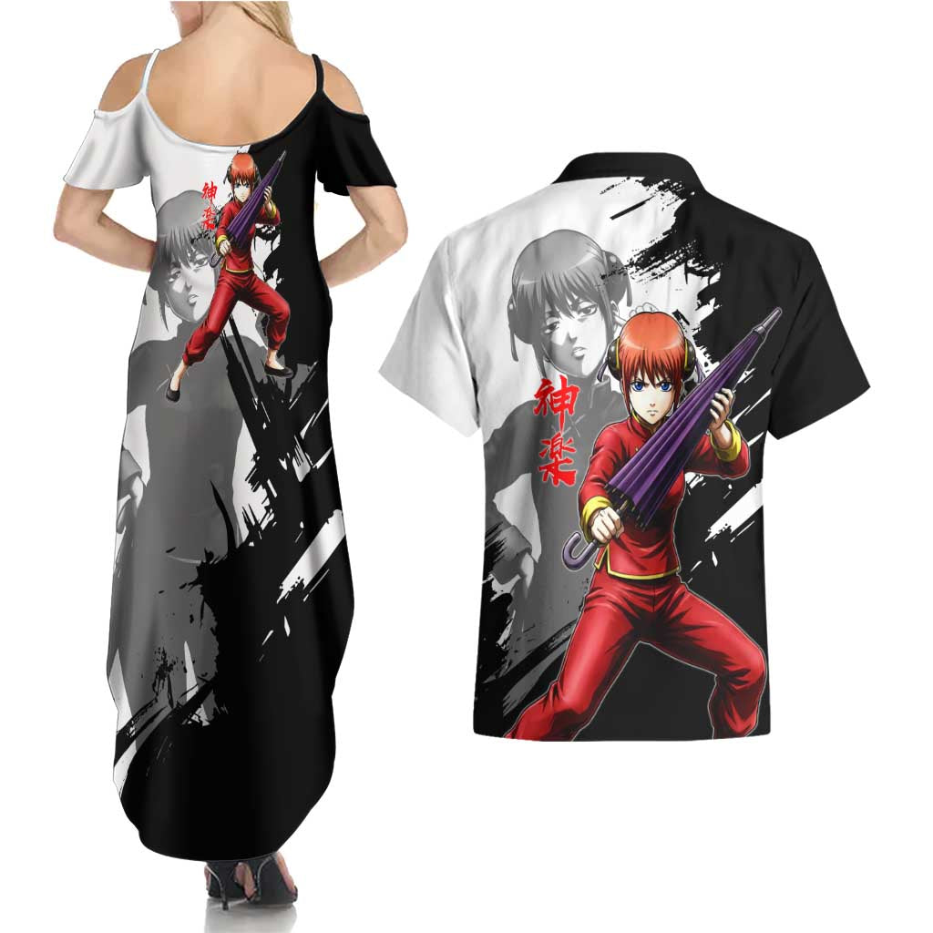 Kagura Couples Matching Summer Maxi Dress and Hawaiian Shirt Fierce Comedy Martial Ink Style
