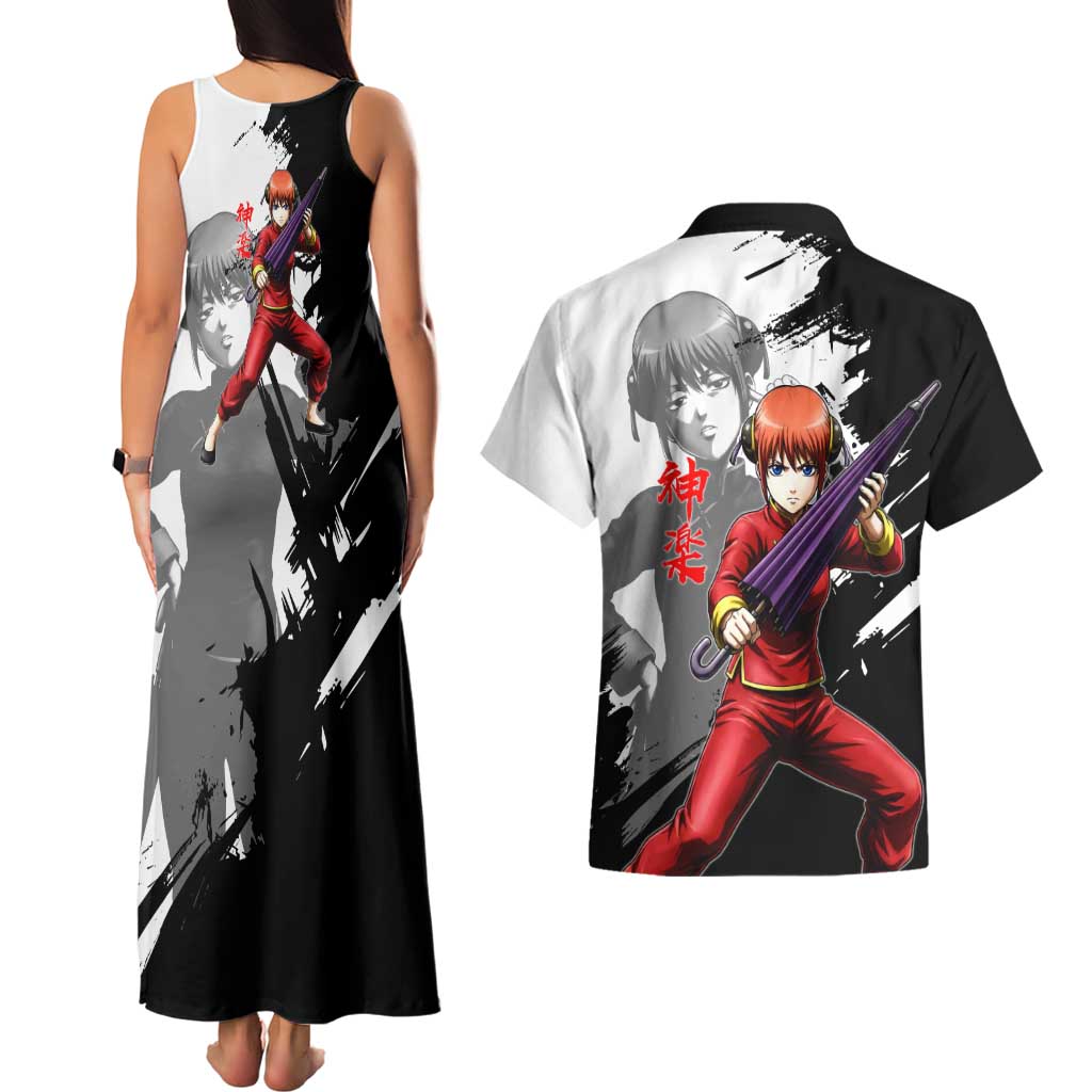 Kagura Couples Matching Tank Maxi Dress and Hawaiian Shirt Fierce Comedy Martial Ink Style