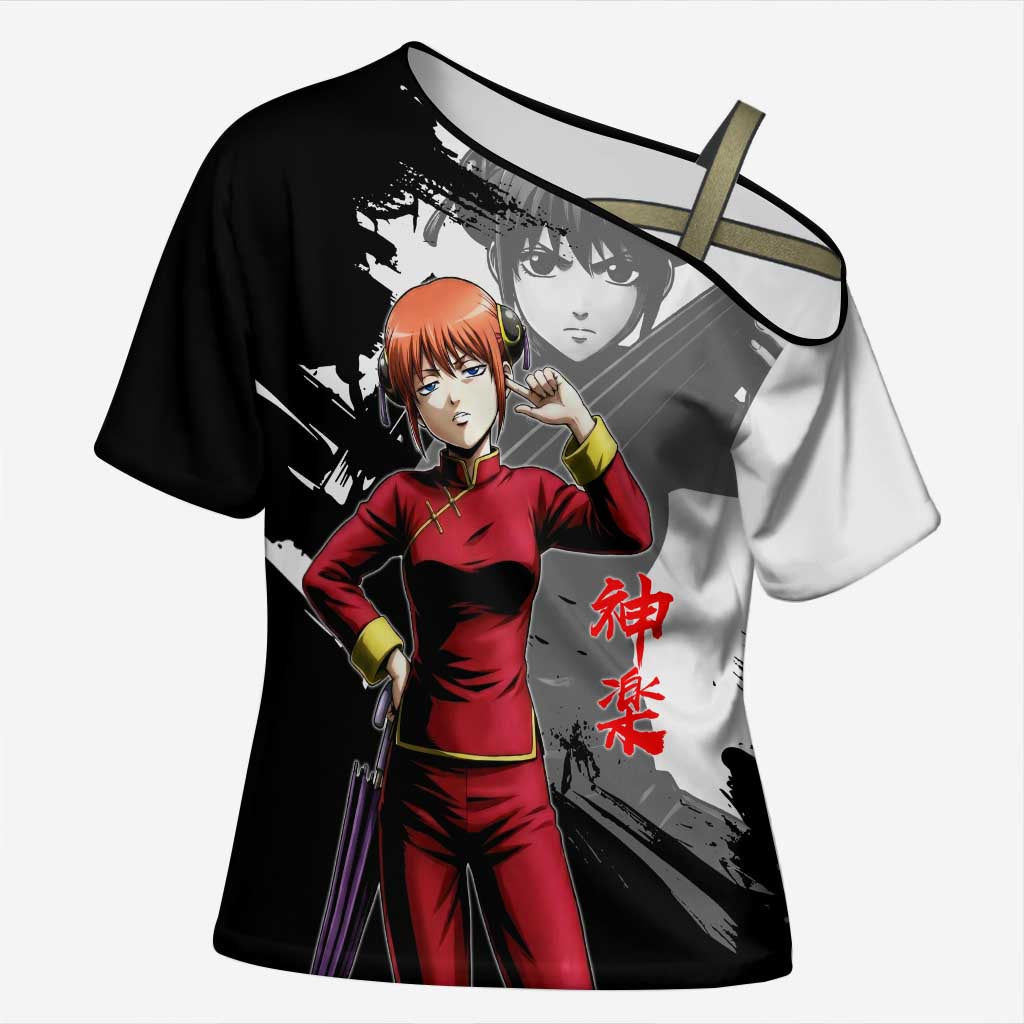 Kagura Cross Shoulder Shirt Fierce Comedy Martial Ink Style