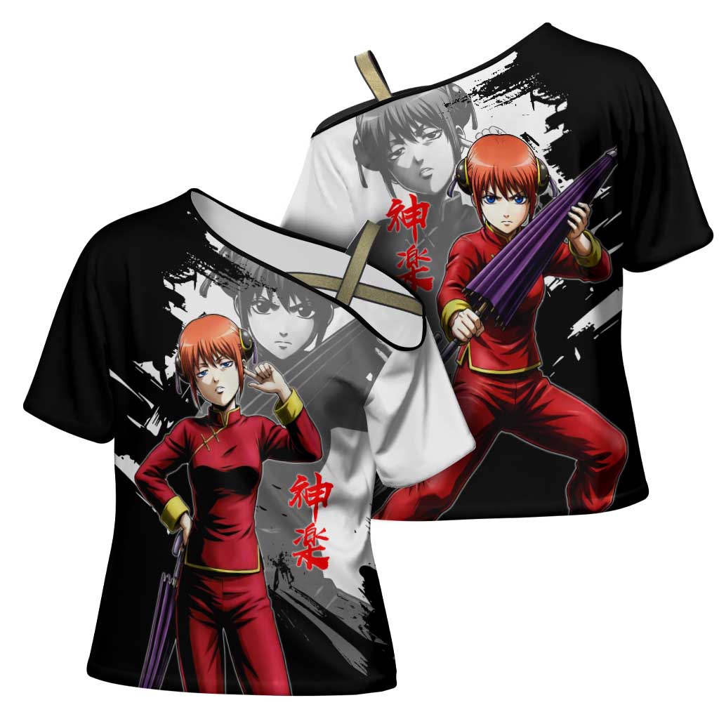 Kagura Cross Shoulder Shirt Fierce Comedy Martial Ink Style
