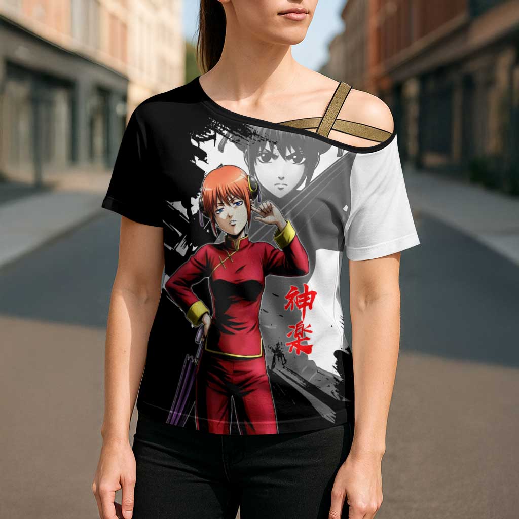 Kagura Cross Shoulder Shirt Fierce Comedy Martial Ink Style