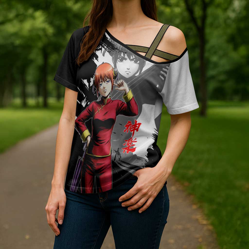 Kagura Cross Shoulder Shirt Fierce Comedy Martial Ink Style