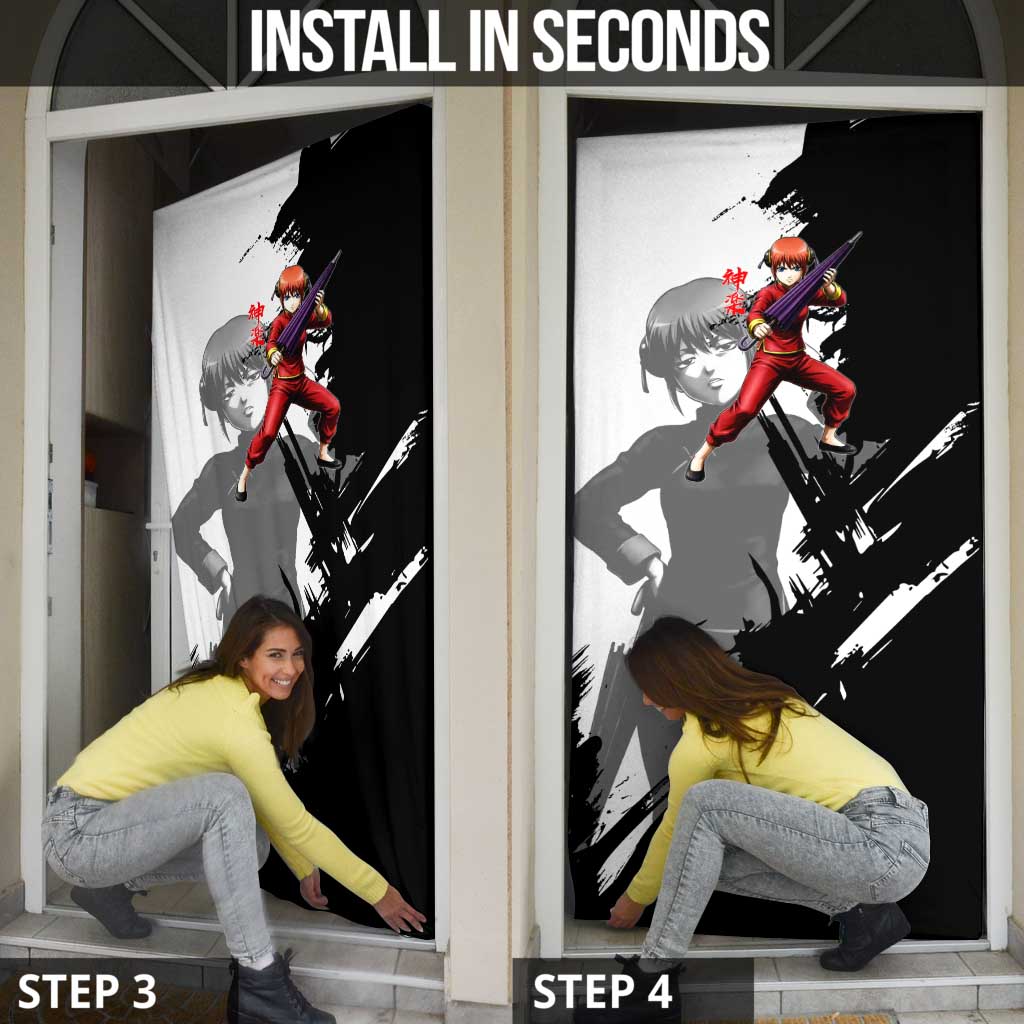 Kagura Door Cover Fierce Comedy Martial Ink Style