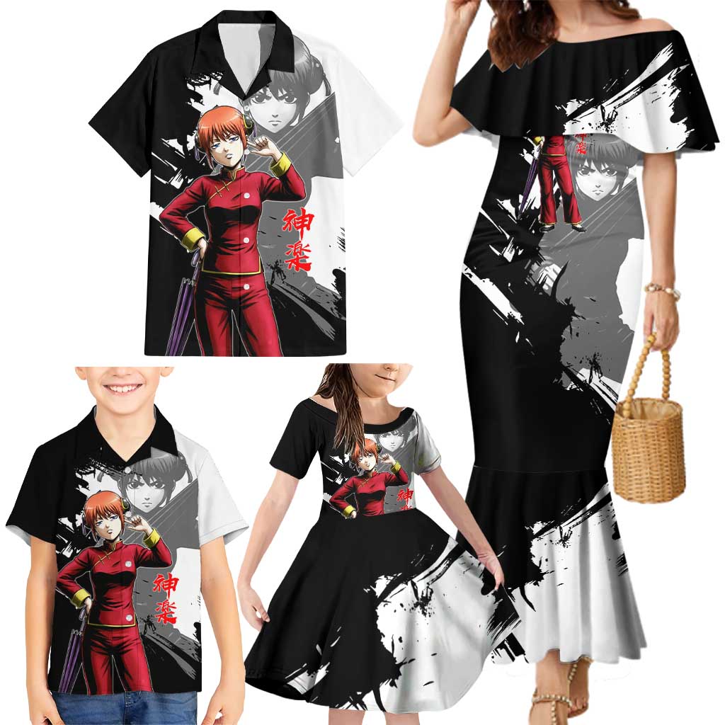 Kagura Family Matching Mermaid Dress and Hawaiian Shirt Fierce Comedy Martial Ink Style