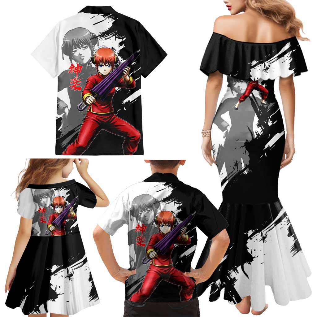 Kagura Family Matching Mermaid Dress and Hawaiian Shirt Fierce Comedy Martial Ink Style