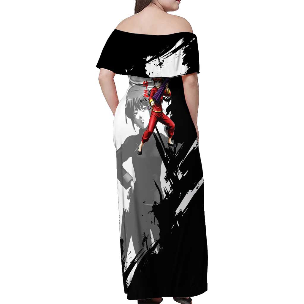 Kagura Family Matching Off Shoulder Maxi Dress and Hawaiian Shirt Fierce Comedy Martial Ink Style