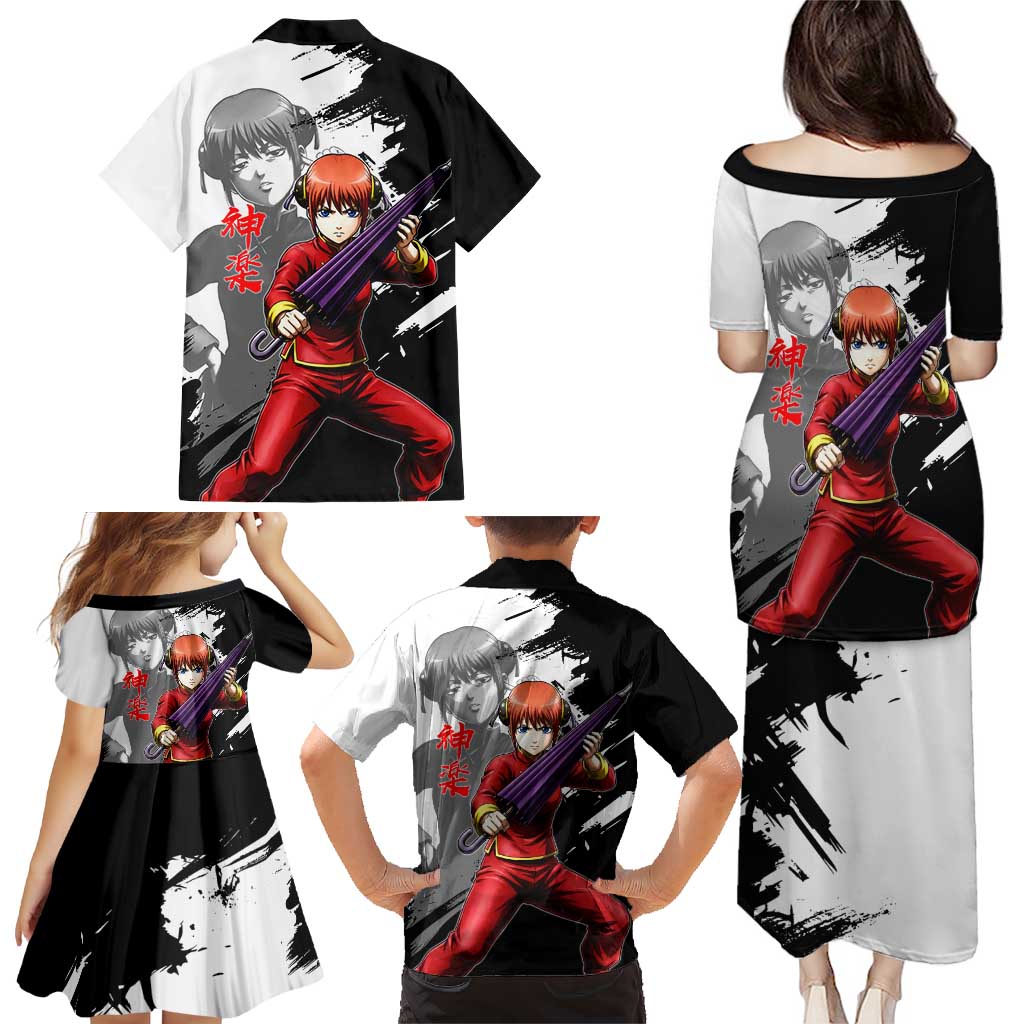 Kagura Family Matching Puletasi and Hawaiian Shirt Fierce Comedy Martial Ink Style