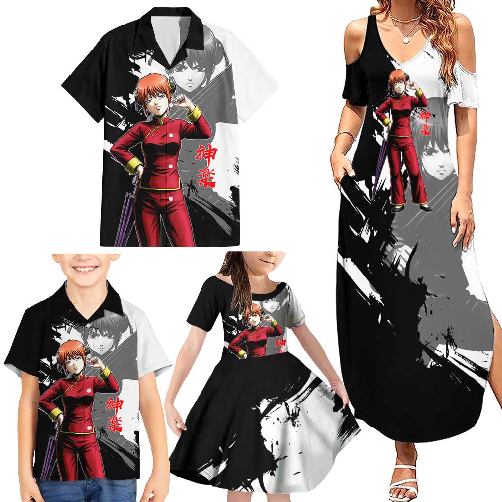 Kagura Family Matching Summer Maxi Dress and Hawaiian Shirt Fierce Comedy Martial Ink Style