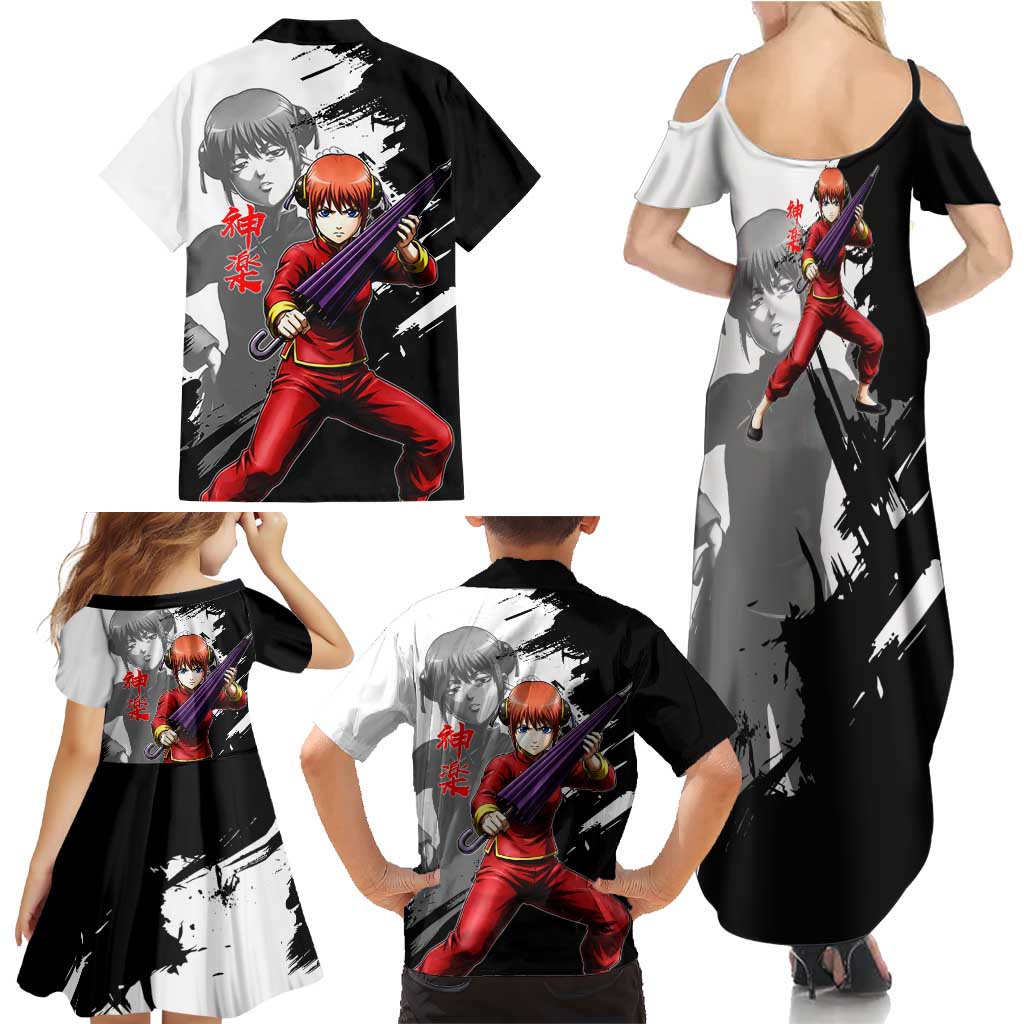 Kagura Family Matching Summer Maxi Dress and Hawaiian Shirt Fierce Comedy Martial Ink Style