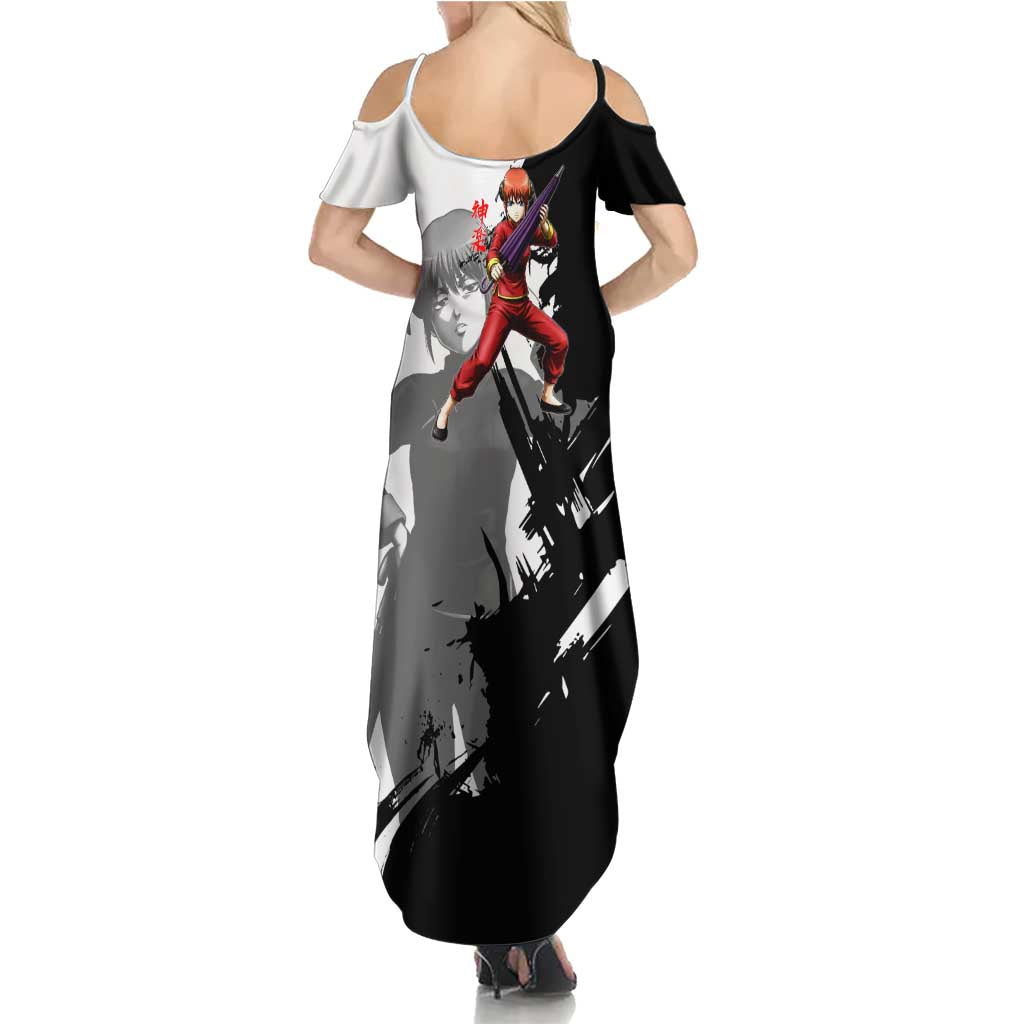 Kagura Family Matching Summer Maxi Dress and Hawaiian Shirt Fierce Comedy Martial Ink Style