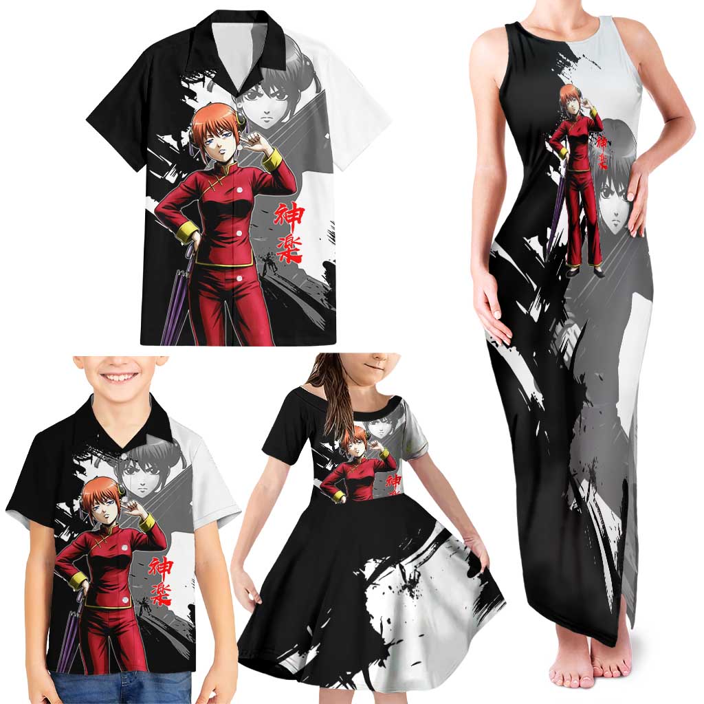 Kagura Family Matching Tank Maxi Dress and Hawaiian Shirt Fierce Comedy Martial Ink Style