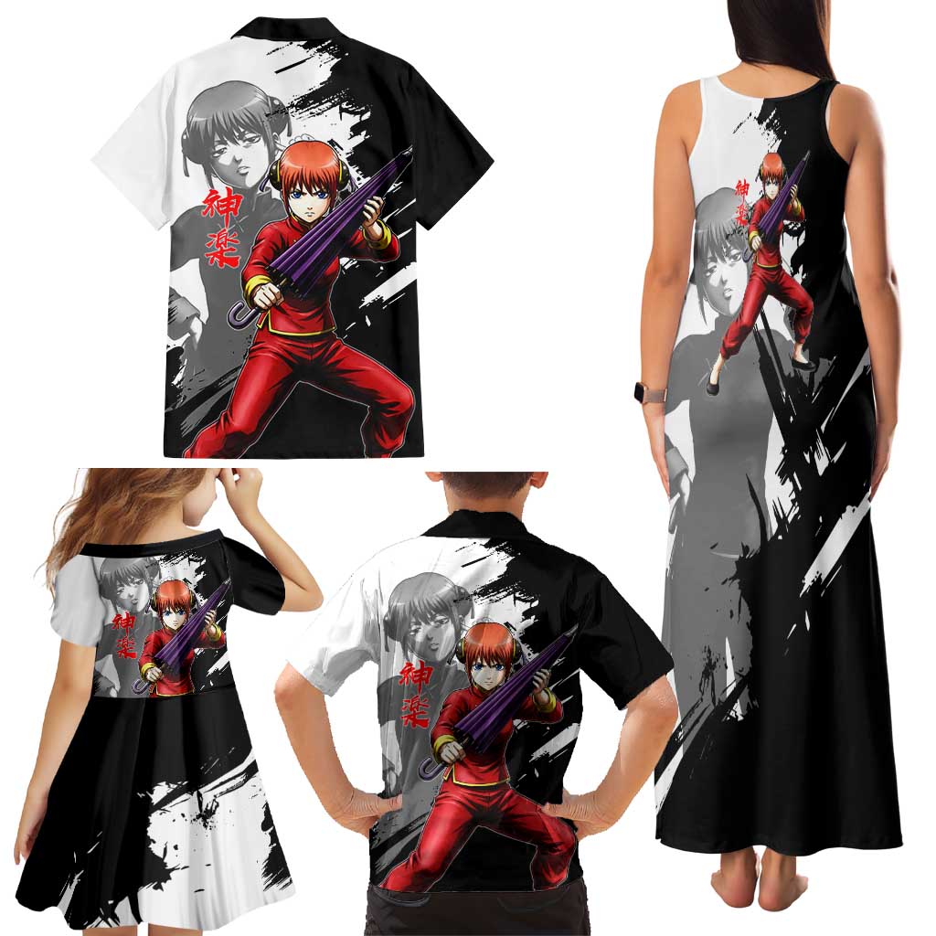 Kagura Family Matching Tank Maxi Dress and Hawaiian Shirt Fierce Comedy Martial Ink Style