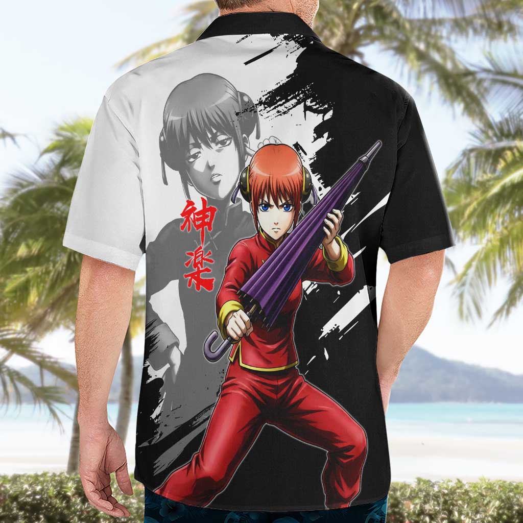 Kagura Hawaiian Shirt Fierce Comedy Martial Ink Style