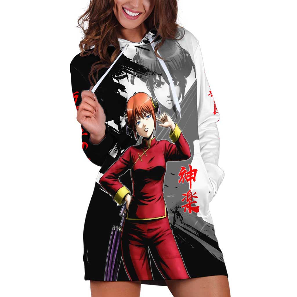 Kagura Hoodie Dress Fierce Comedy Martial Ink Style
