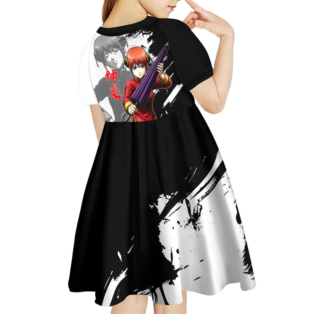 Kagura Kid Short Sleeve Dress Fierce Comedy Martial Ink Style