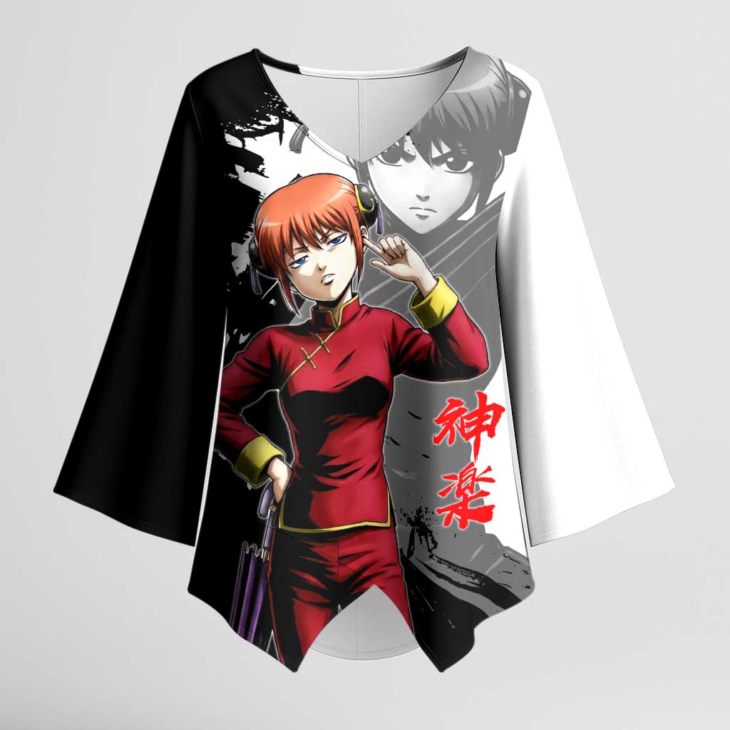 Kagura Kimono Sleeve Blouse Fierce Comedy Martial Ink Style