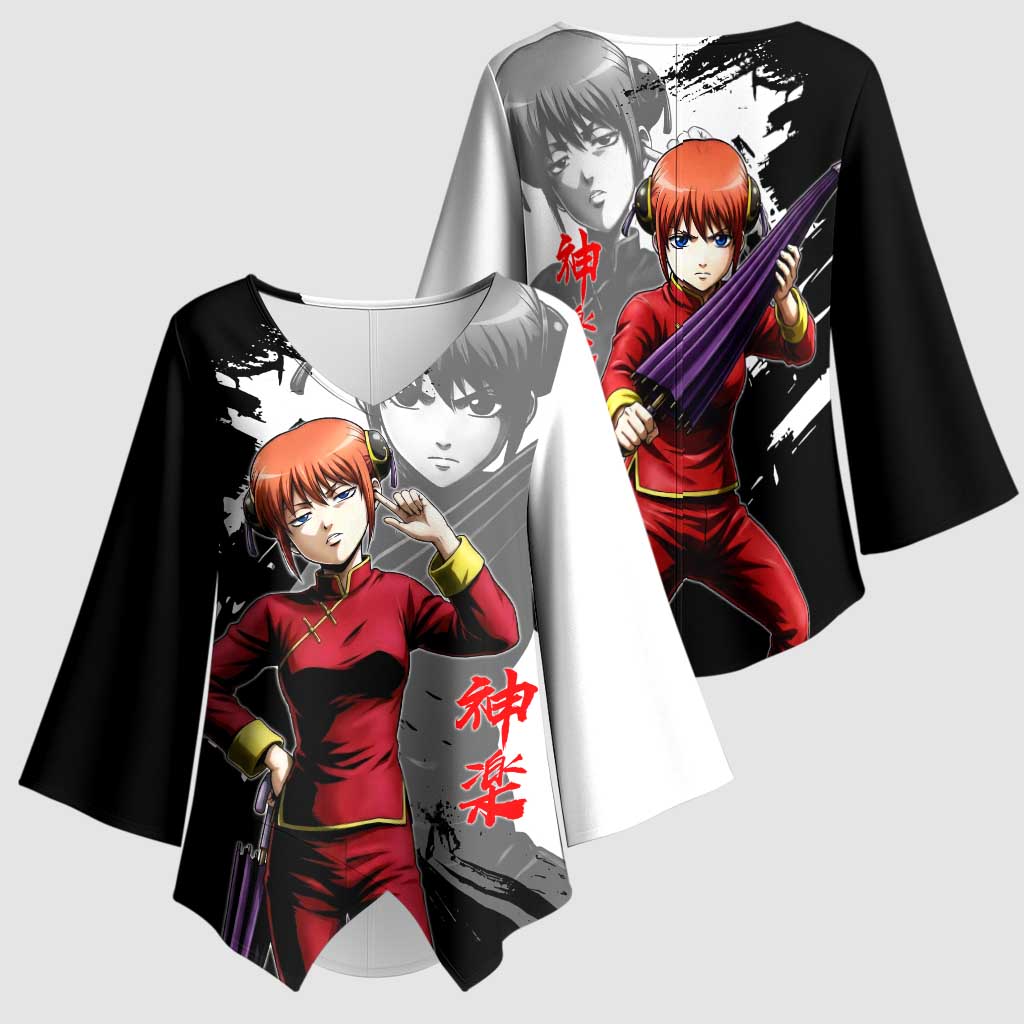 Kagura Kimono Sleeve Blouse Fierce Comedy Martial Ink Style