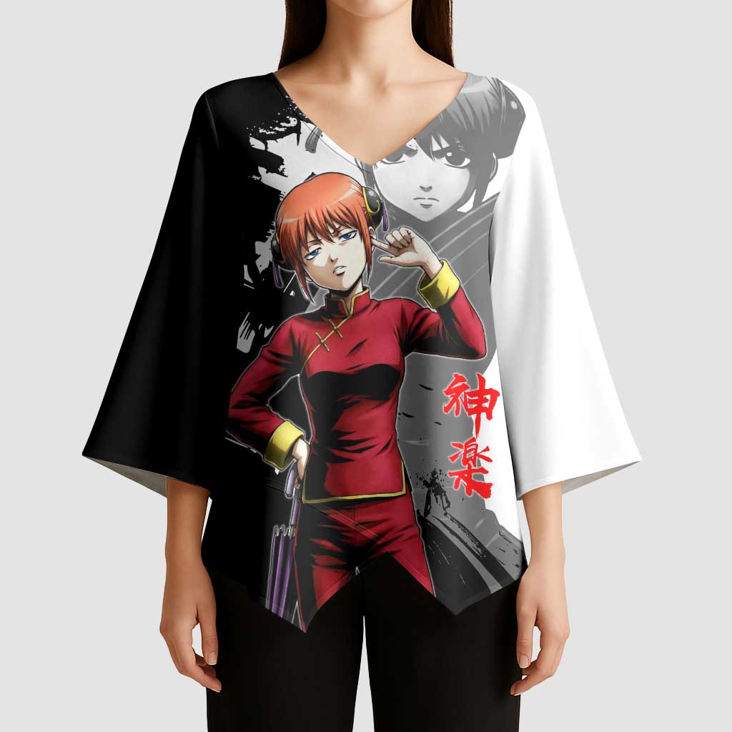 Kagura Kimono Sleeve Blouse Fierce Comedy Martial Ink Style