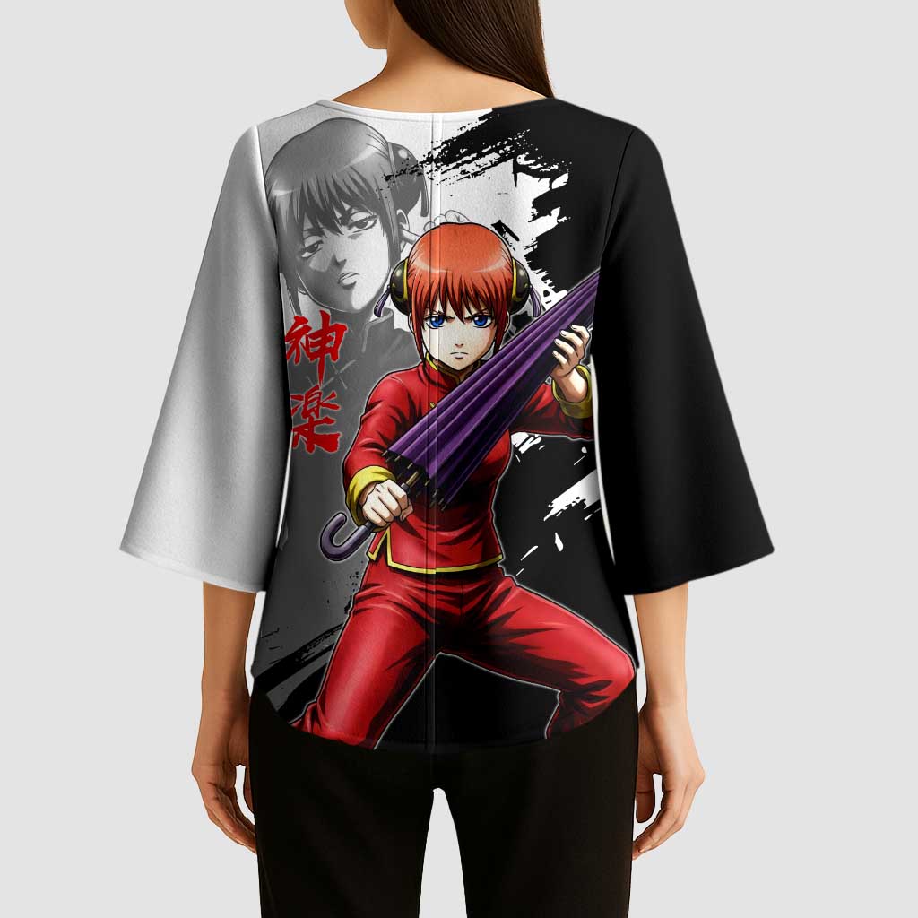 Kagura Kimono Sleeve Blouse Fierce Comedy Martial Ink Style
