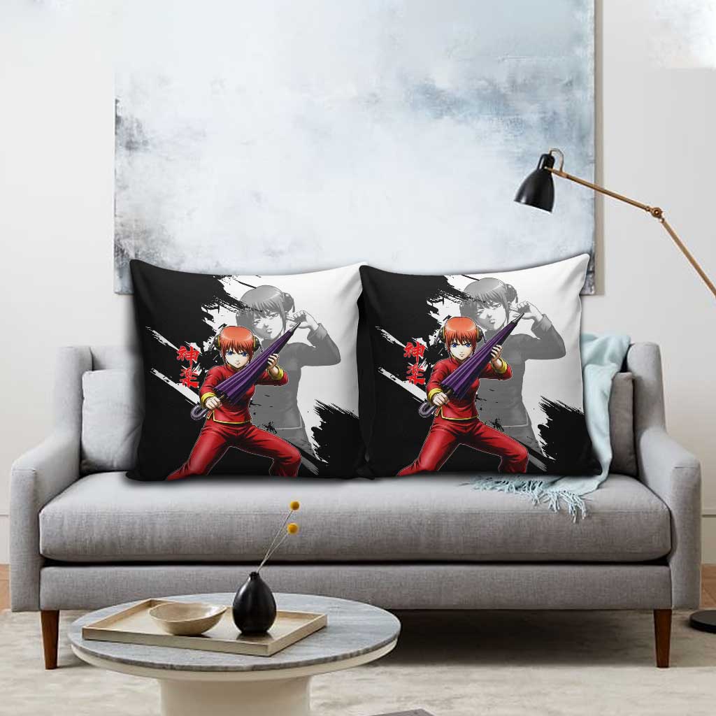 Kagura Pillow Cover Fierce Comedy Martial Ink Style