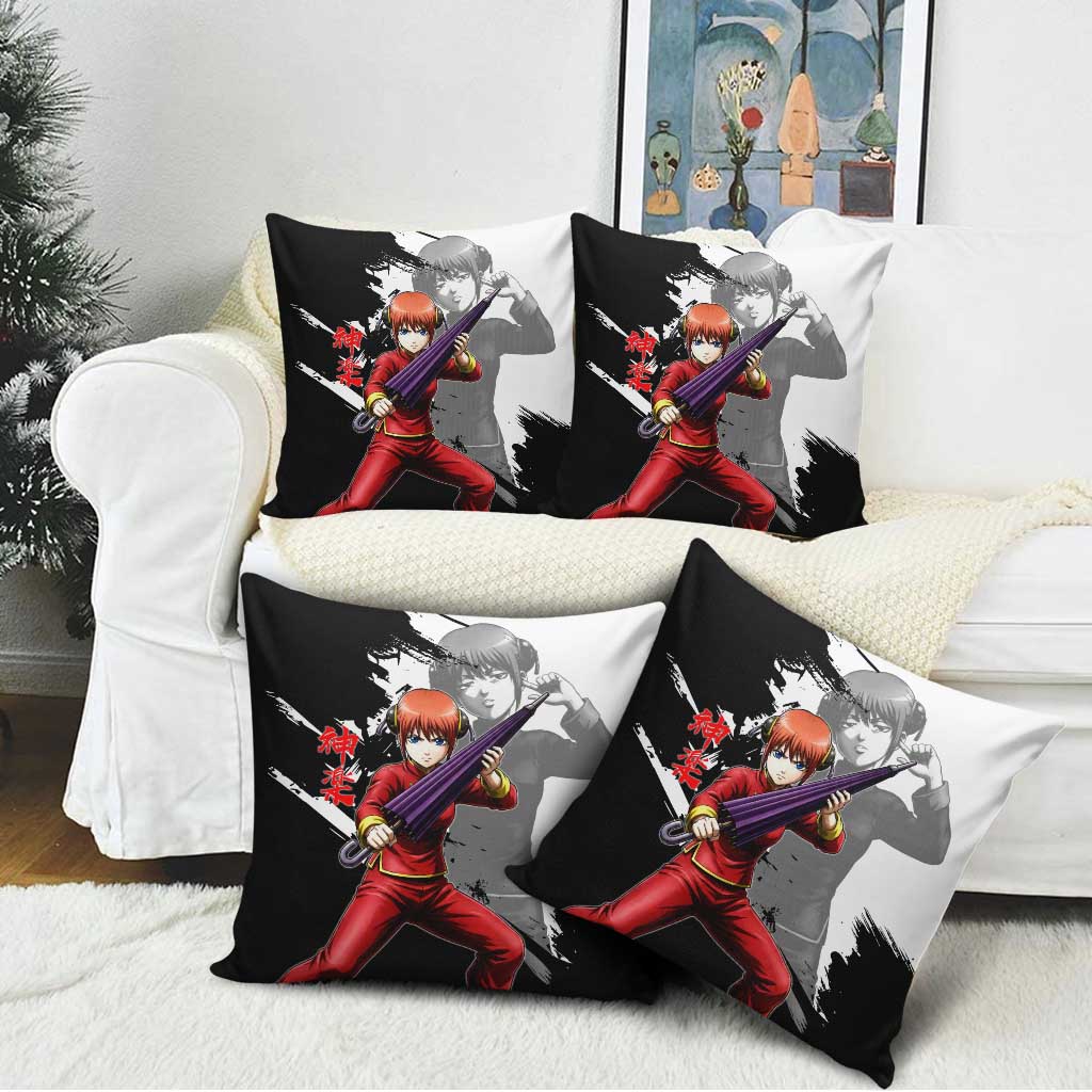 Kagura Pillow Cover Fierce Comedy Martial Ink Style