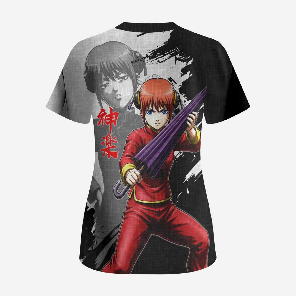 Kagura Scrub Top Fierce Comedy Martial Ink Style